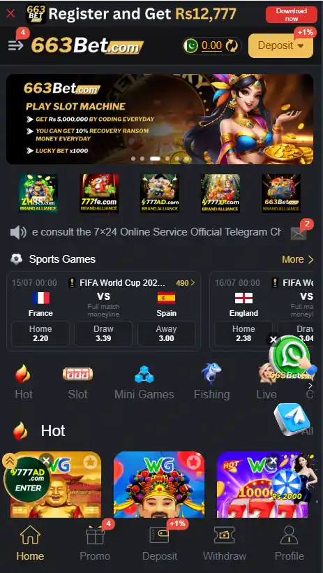 663Bet Game dashboard