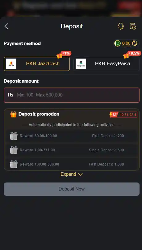 deposit options